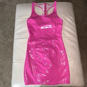 Barbie Pink PU Leather Mini Dress
